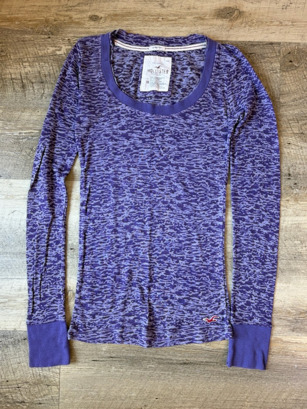 Hollister Y2K Purple Ribbed Long Sleeve Top